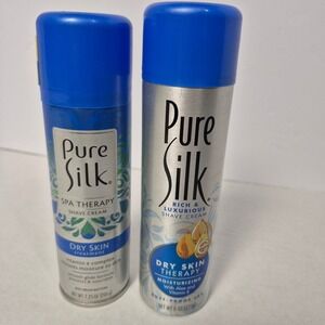 Pure Silk Shave‎ Cream Women 7.25oz and 8oz Blue Dry Skin Spa Therapy Bundle